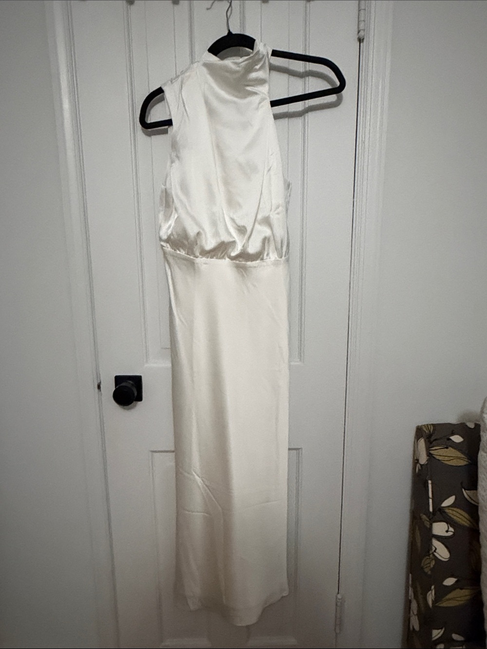 Lulu's Ivory High-Neck Satin Column Maxi Dress